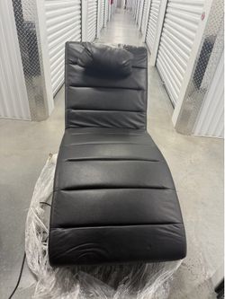 Ashley Furniture Modern Black Faux Leather Chaise Lounge