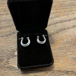 Silver Plated Hoop Loop Earrings Pair 