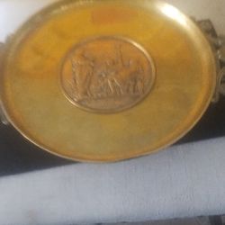 Golden Bronze Cut Signed Antique Dish Sculpted By Émile Louis Picault (1833-1)