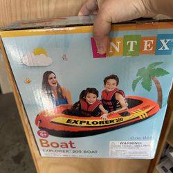Intex Explorer 200 Inflatable 2 Person River Boat Raft Set with 2 Oars & Pump