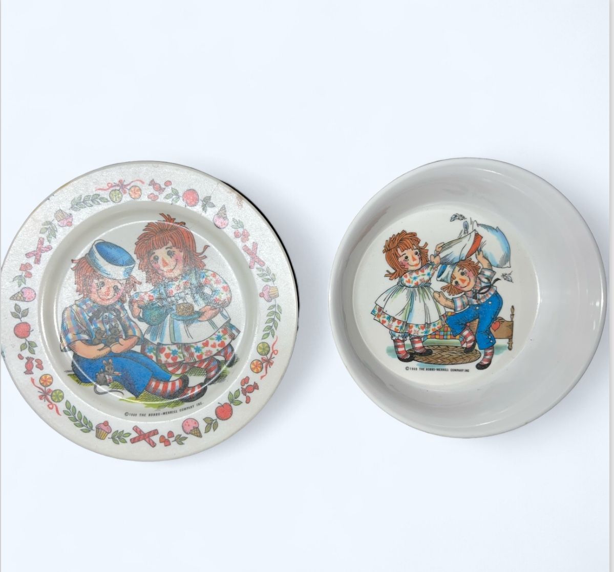 Vintage Raggedy Anne & Andy Collectors Plate & Bowl Set