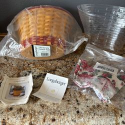 Longaberger RARE NWT Vintage May Series Geranium Basket Combo