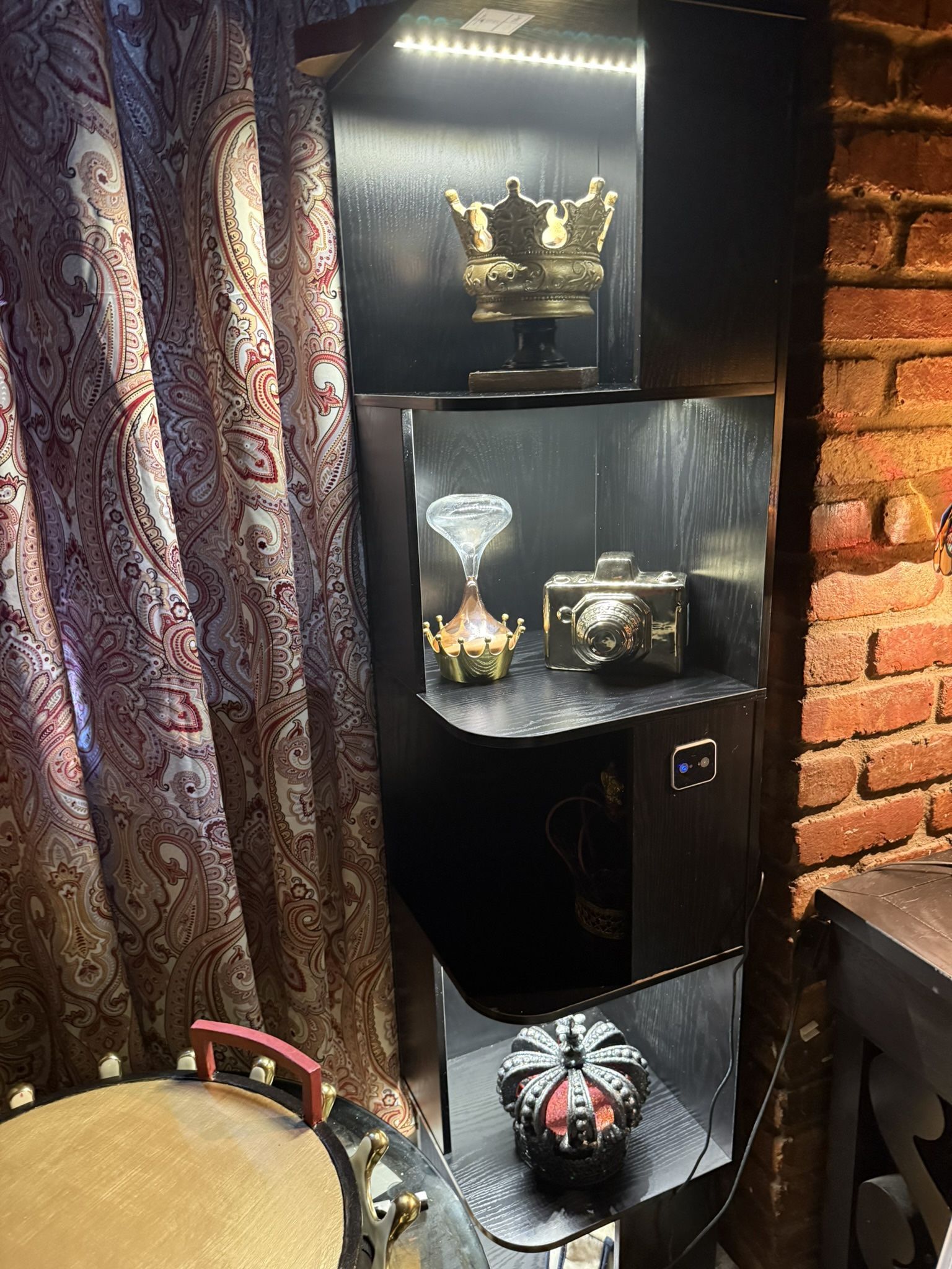 Black Corner Bookcase With LED Lighting