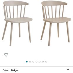 Roomnhome Durable Modern Pastel Tone self-Assembly Plastic seat and Frame Kitchen, Dining, Bedroom Chair Set of 2 (Beige)