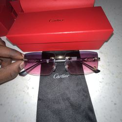 Cartier Big C Dark Purple to Pink Fade Frameless Lens Gold Frame