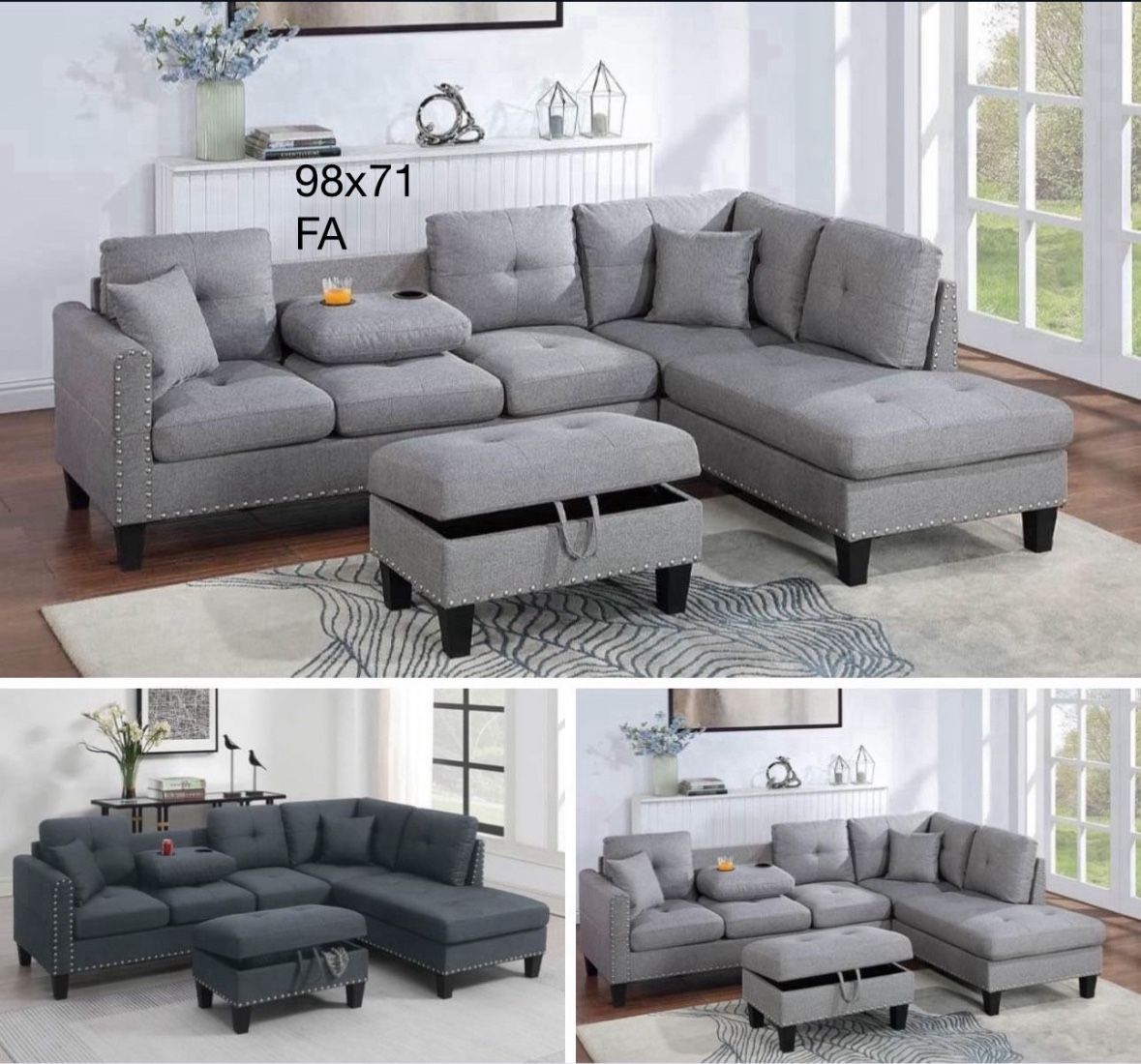Sectional With Ottoman Set