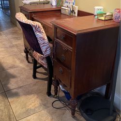 Antique Desk / Vanity with chair  Secretary  Desk