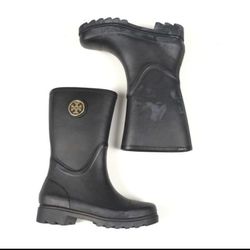 Tory Burch Black Maureen Rain Rubber Short Boots