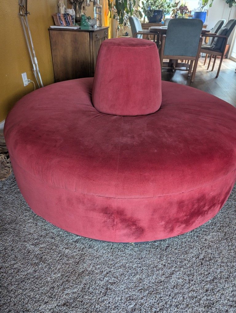 Unique Vintage Velvet Red Round Couch