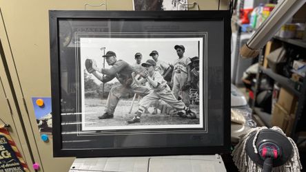 vintage-style "Baseball Training" art print by BuyArtForLess features a classic black and white scene of a coach instructing young players.