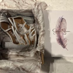 JS Silver Glitter Heels