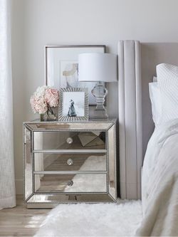BRAND NEW Z Gallerie Omni Mirrored 3 Drawer Nightstand RETAIL $800