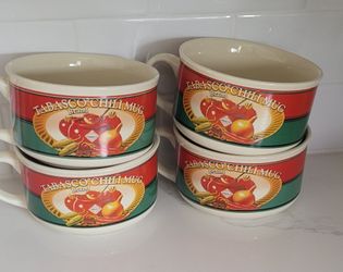 Tabasco Chili Bowl Mug 24oz Bowl with Handle Red Green