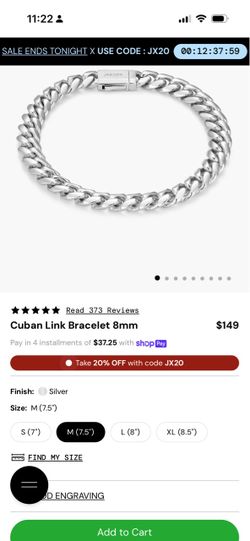Jaxxon Cuban Link Bracelet 8mm length medium 7.5”
