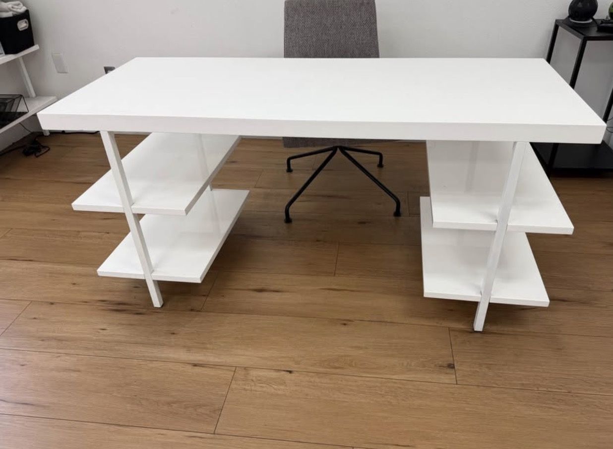 CB2 White Lacquer Stairway Modular Desk