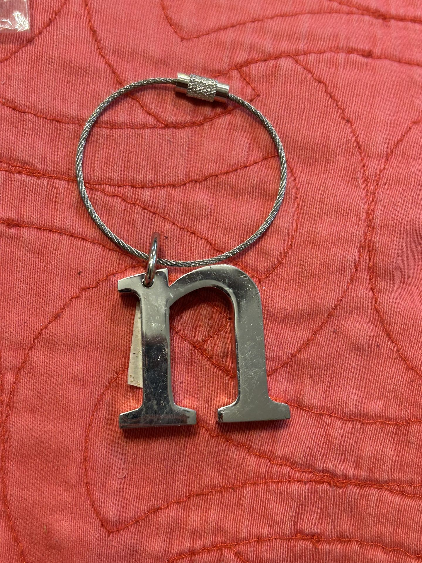 Shiny Silver Heavy Lower Case Letter "n" Key Chain Wire Twist Open/ Close Clasp I have 6 in stock