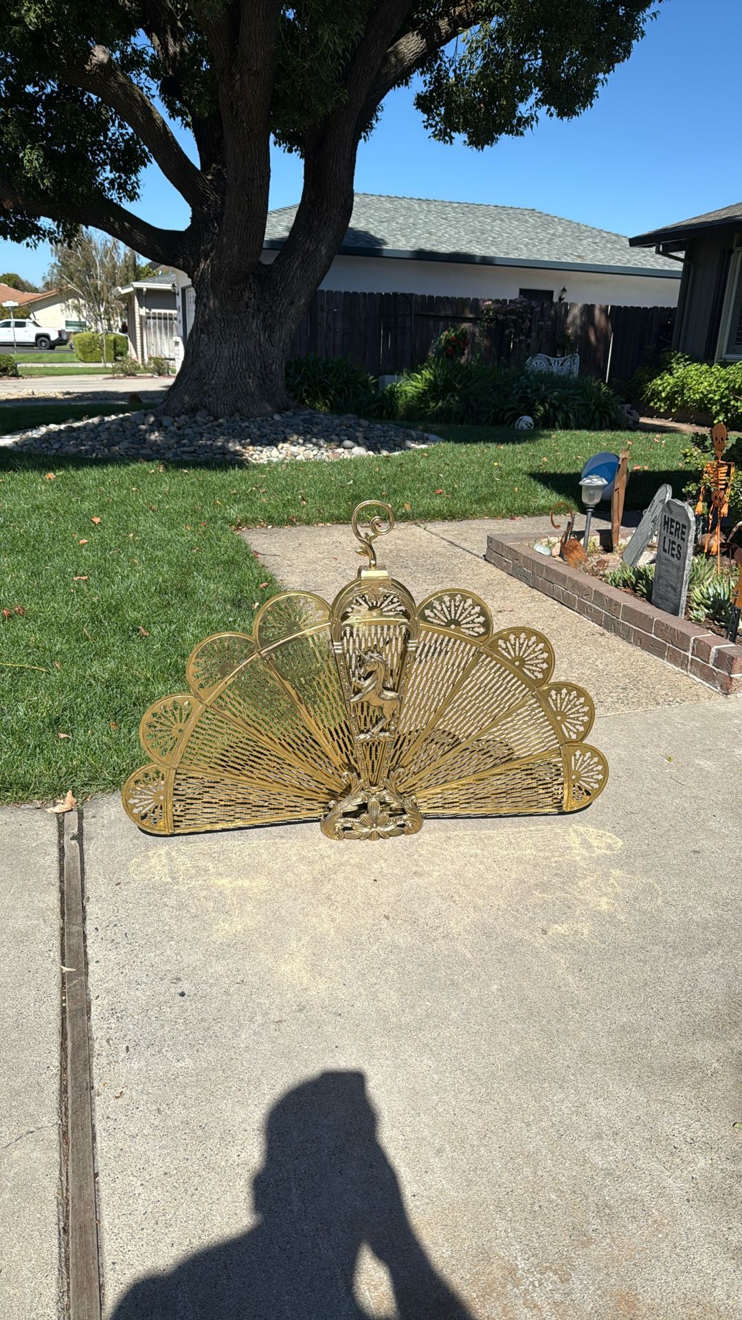 Mid Century Brass Fireplace Screen 