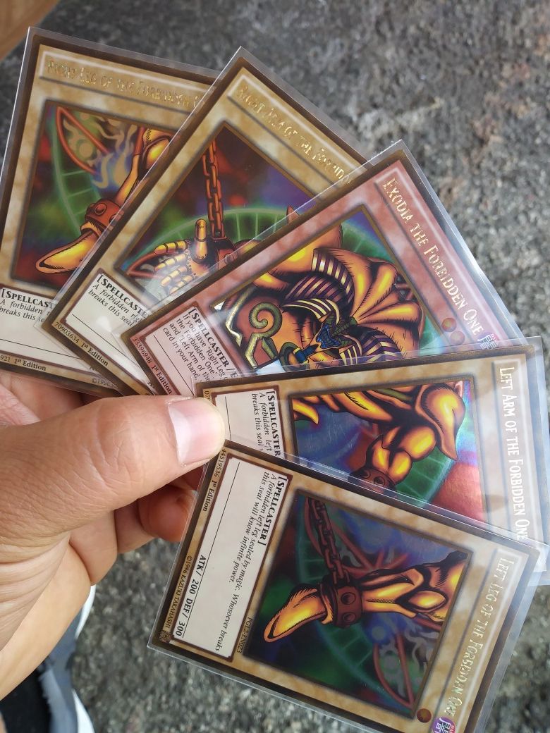 YUGIOH EXODIA THE FORBIDDEN ONE FULL SET ALL 5 PIECES ALL GOLD RARE HOLO ALL 1ST EDITION ALL MINT CONDITION!!!