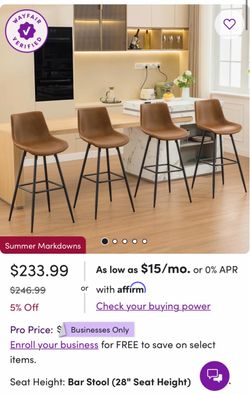 Faux Leather Modern Low Back Counter Stool