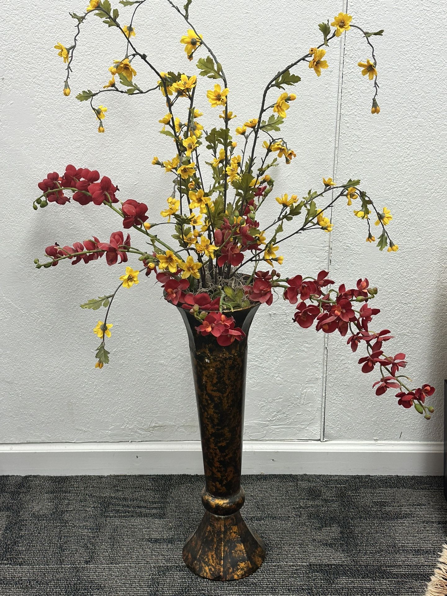 Metal Copper Vase With Flowers