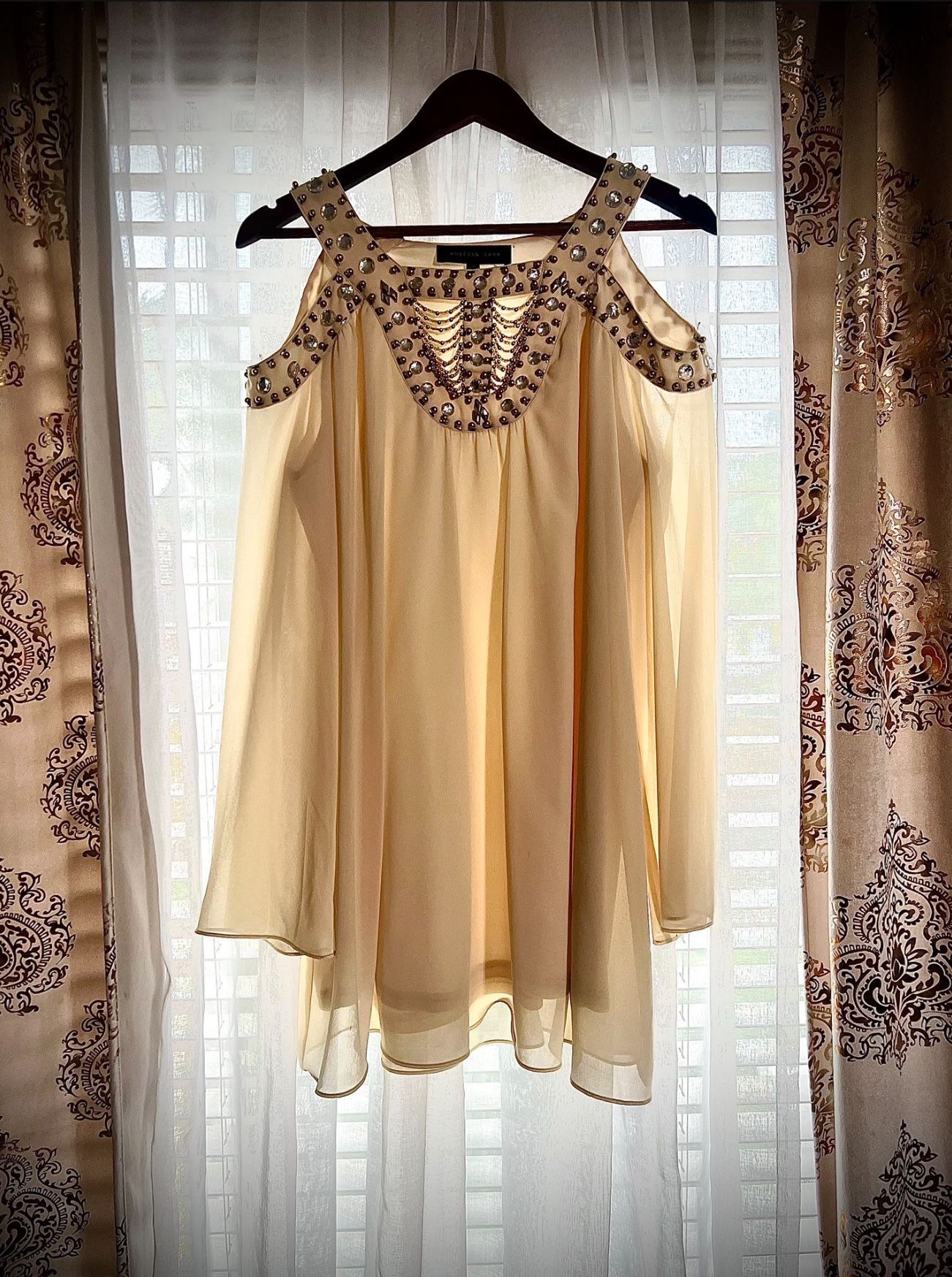 Boutique Jeweled Ivory Dress 