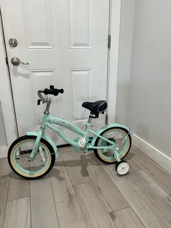 Kids Teal Bike with Training Wheels 14” Rim