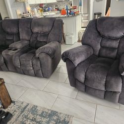 Theater Couch and Recliner Set