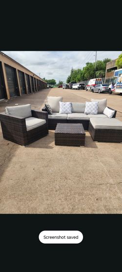 Luxury modern outdoor wicker sectional patio set - deep seating chaise lounge