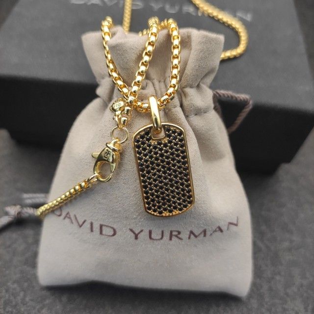David Yurman gold full diamond black diamond brand necklace