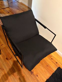 Modern Black Accent Chair with Metal Frame