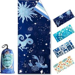 Oversized Sand-Free Microfiber Beach Towel – 35” x 78” Quick-Dry with Drawstring Bag 