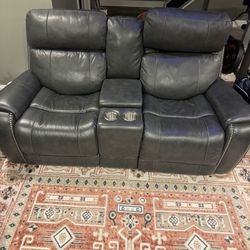 Genuine Leather Reclining Sofa And Loveseat 
