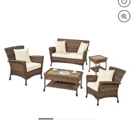 5 Piece Patio Set Faux Sea Grass