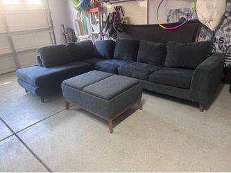 Couch & ottoman w/ storage and trays