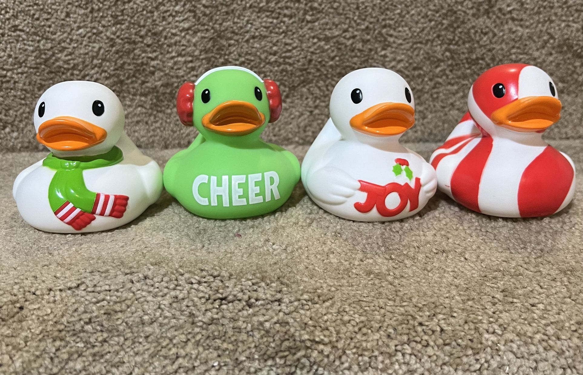Infantino Christmas Rubber Duck Bath Toys New Lot of 4 Joy Cheer Peppermint