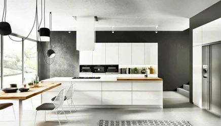 Modern white kitchen cabinets