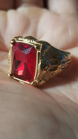 Men's titanium red Ruby ring size 9