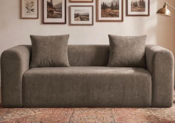 Boneless Cloud Couch, Deep Seat Loveseat, Light Grey Soft Knitted Fabric, Deep Seat Design, No Assembly Required