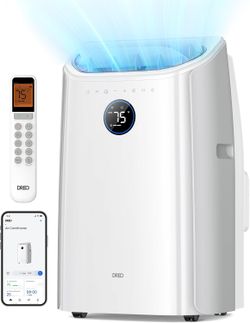 Dreo Portable Air Conditioners, 14000 BTU AC Unit for Bedroom with Drainage-Free Cooling, 3-in-1 with Fan & Dehumidifier, Touch/APP/Voice/Remote, 24h 
