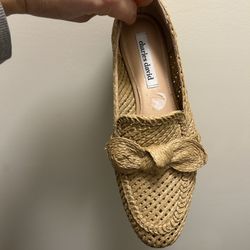 Charles David Raffia Woven Bow Loafers - Size 8