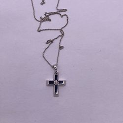 18K White Gold Diamond Cross Charm with Chain