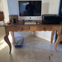 Wood Pine Desk + Chair
