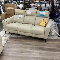 Leather White Power Reclining Sofa