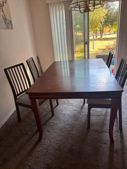 Wood Dining Table with 4 Chairs