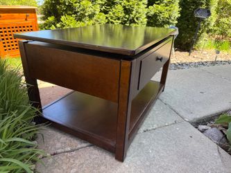 Dark Wood End Table with Drawer and Shelf and storage