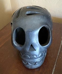 Hand Carved Barro Negro Mexican Skull