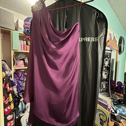 Purple Shoulder Short Dress