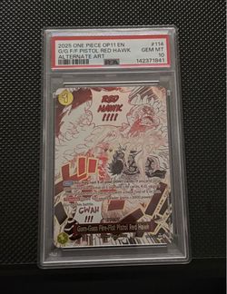 One Piece OP11 Gum-Gum Fire-Fist Pistol Red Hawk #114 PSA 10