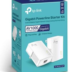 TP-Link AV1000 Powerline Ethernet Adapter KIT - Gigabit Port, Plug Pair &Play, Ethernet Over Power, Nano Size, Power Saving Mode, Network Adapter 