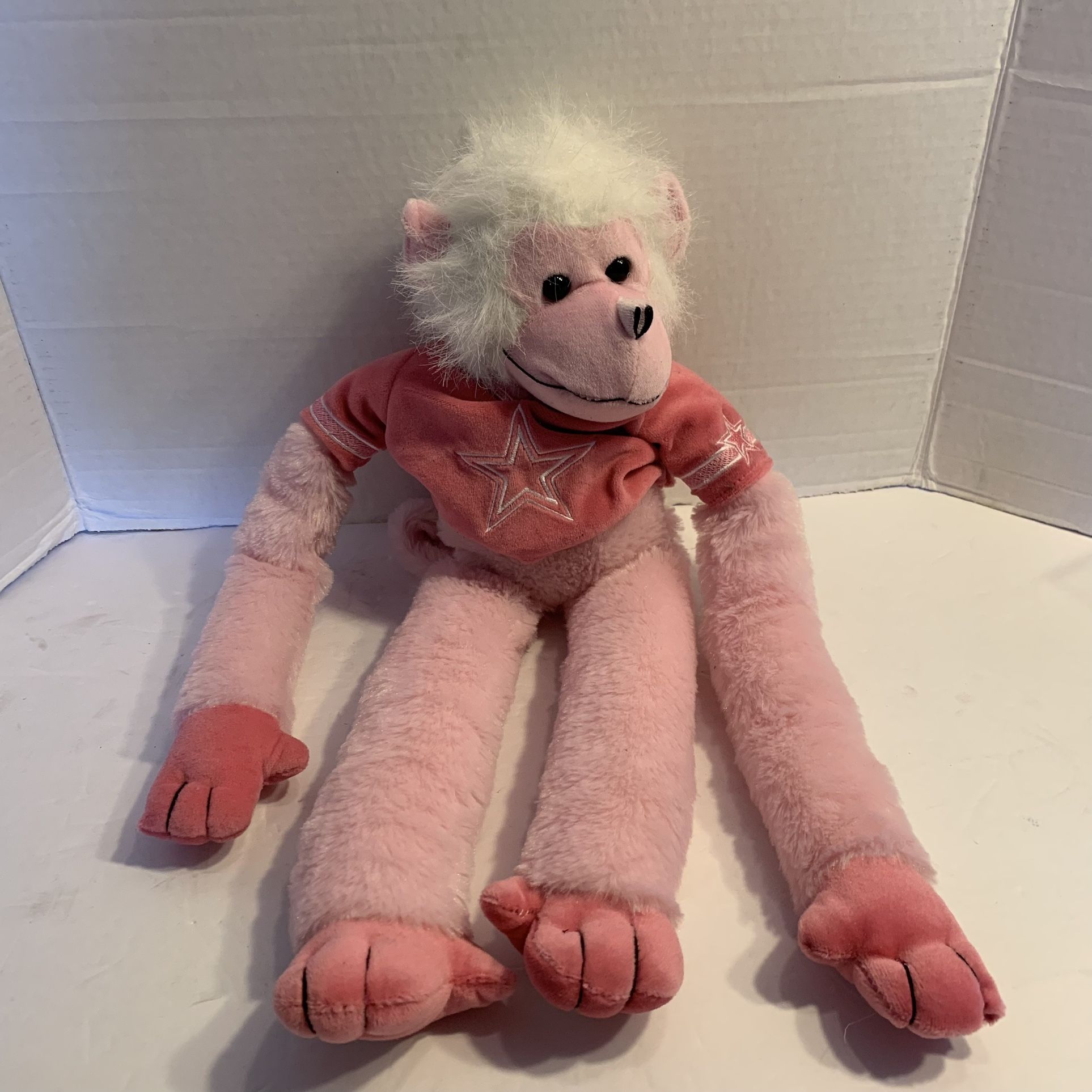 Forever Collectibles Dallas NFL Cowboys Pink & White Soft Plush Monkey 19”